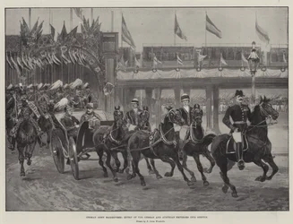 Maniobras del Ejército Alemán, entrada de los Emperadores Alemán y Austriaco en Stettin